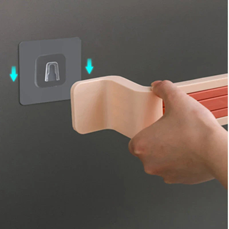 Rotating towel rack in various colors, featuring folding arms and a space-saving design for easy bathroom storage