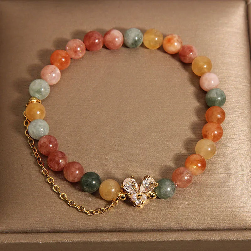 Women's Fu Lu Shou crystal bracelet with a V-shaped zircon stone in a cartoon style design.