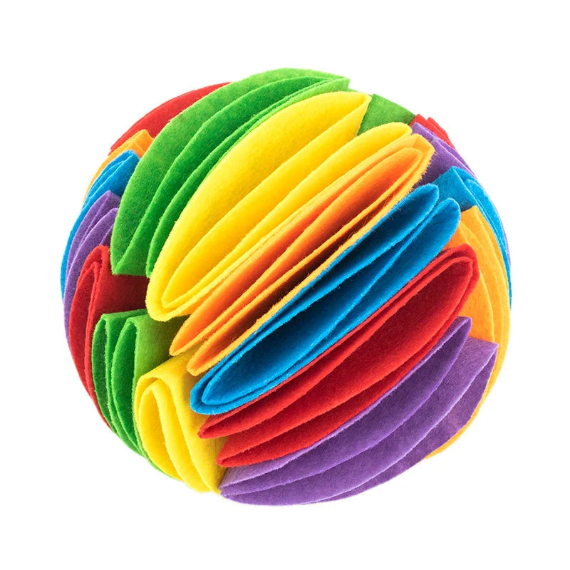 Foldable Dog Snuffle Ball in various colors for pet training and feeding
