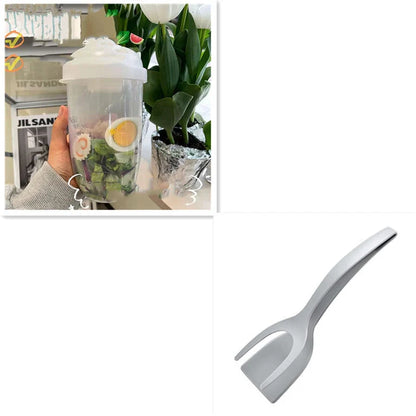 BPA-free salad cup set with fork and sauce holder, 1000ml capacity, in various colours