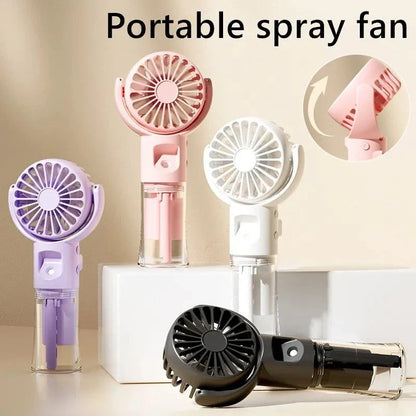 Portable Handheld Misting Fan with 4 Wind Speed Settings, USB Rechargeable, Compact and Lightweight Design for Cooling on the Go