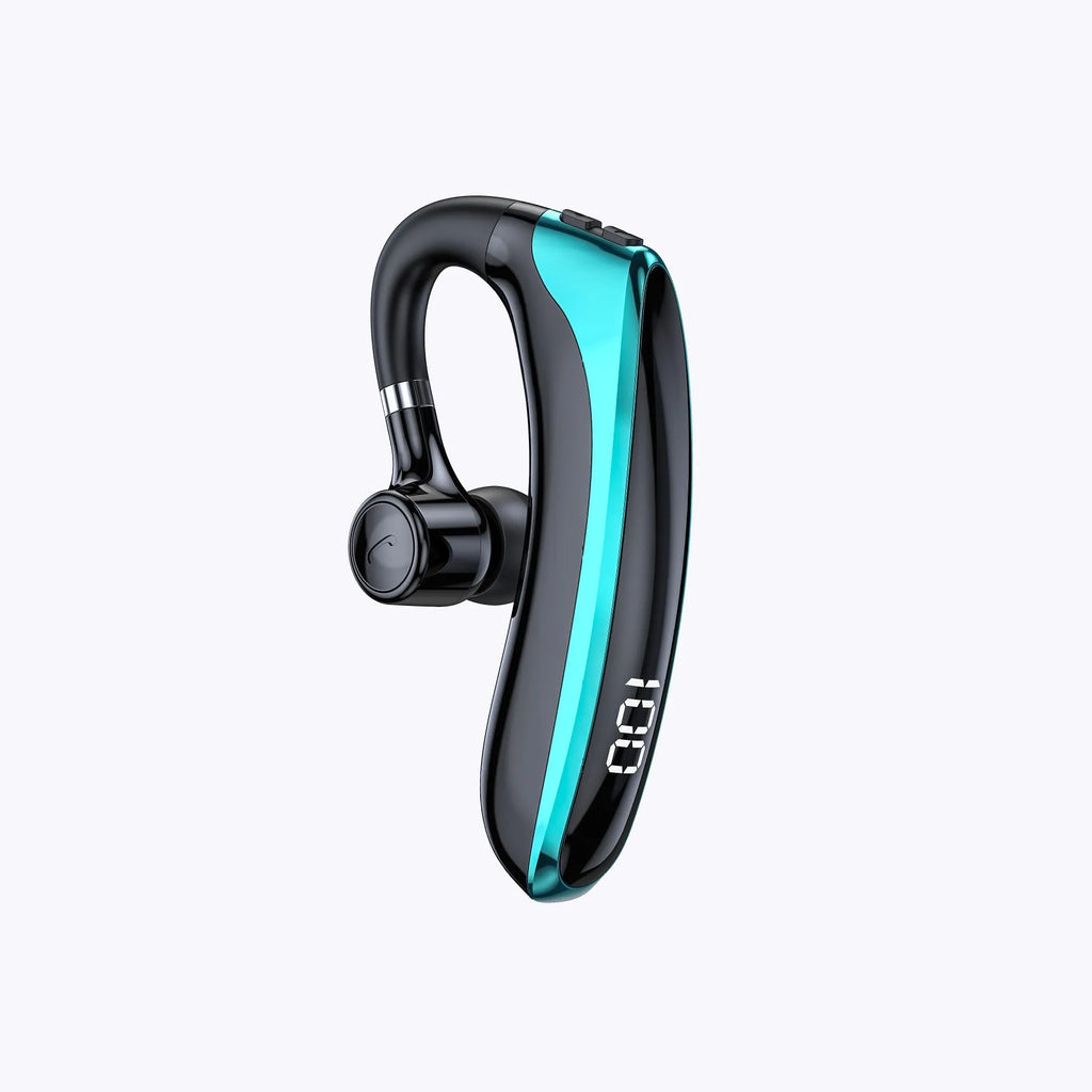 High-gloss black ear-mounted bone conduction sports Bluetooth headset with digital display and breathing light on ear hook