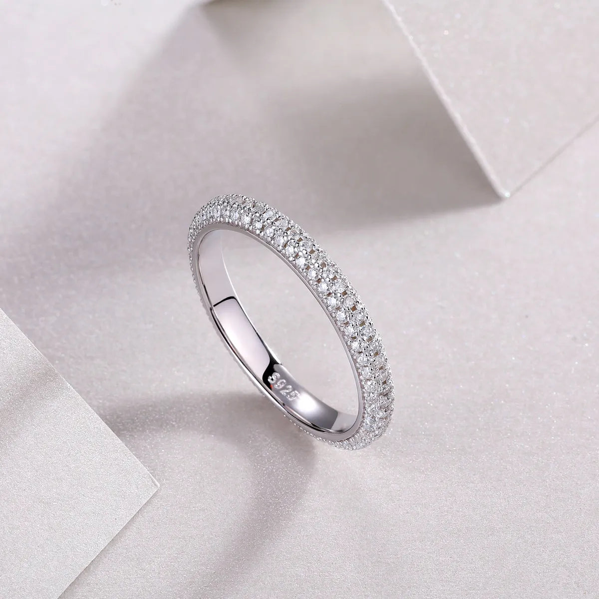 Mr. Right moissanite wedding ring set S925 silver platinum-plated gold colour with GRA certificate
