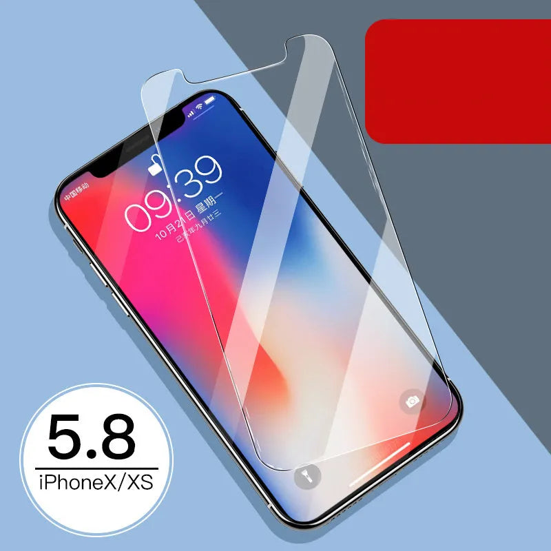 iPhone tempered glass screen protector and rear camera protector film set for 11, X, and XS models.