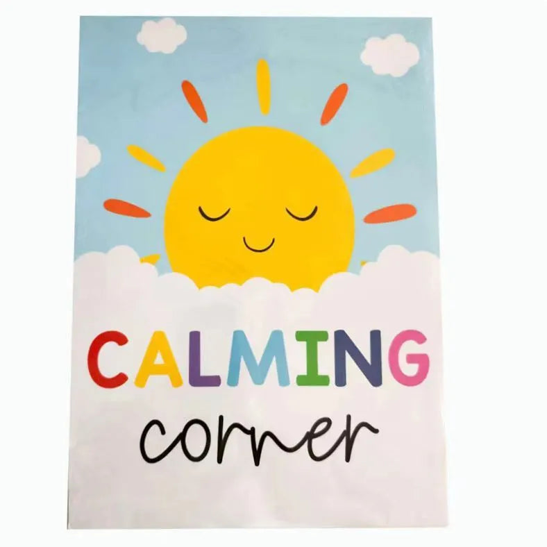 Calm corner poster set with 12 or 16 sheets for classroom decoration, available in 35x25cm or 42x28cm sizes