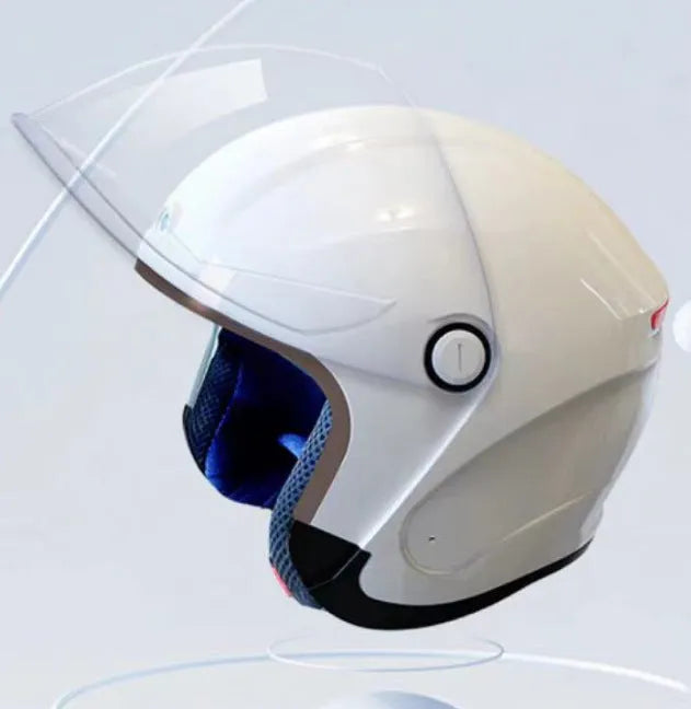 H2 Pro 3/4 smart half motorcycle helmet with AI voice and Bluetooth in ABS plastic, black colour