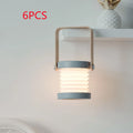 Foldable touch dimmable LED reading lamp in white, showing table lamp and lantern modes.