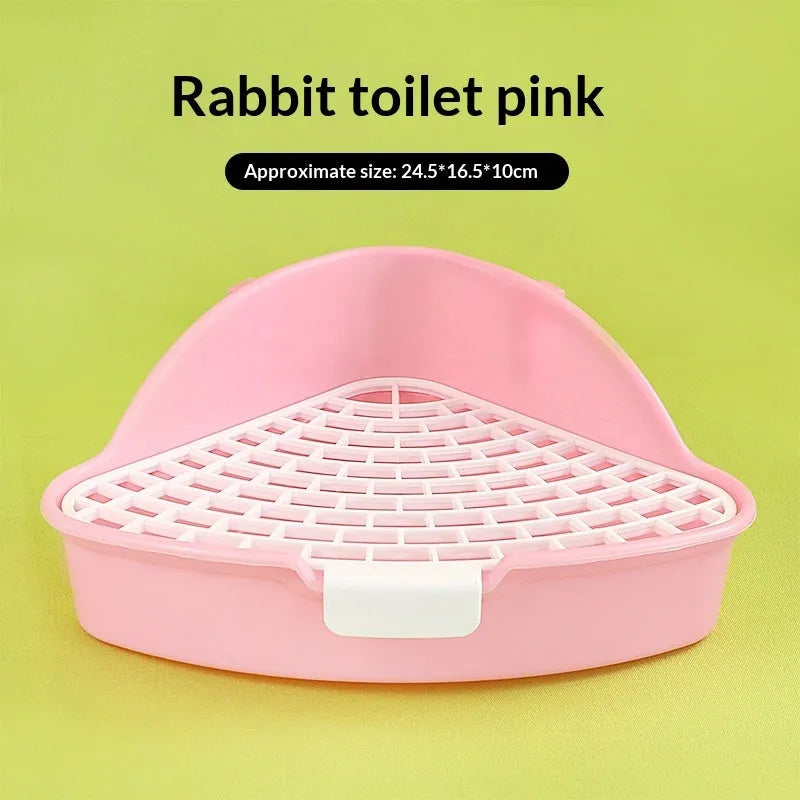 Plastic triangular pet bunny toilet potty in blue for rabbit cage corner