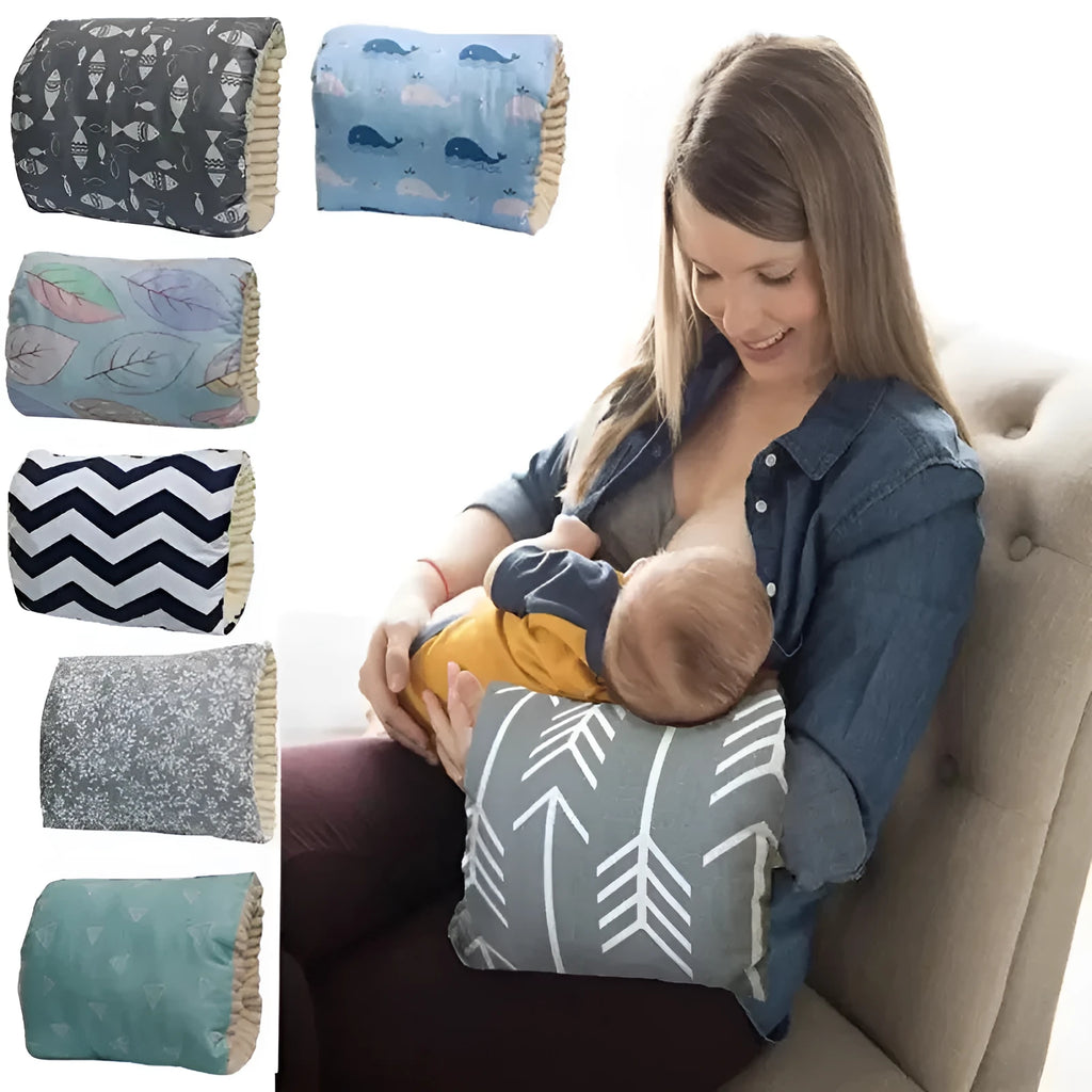 Adjustable cotton nursing arm pillow in blue triangle colour, 25x23cm, for breastfeeding support