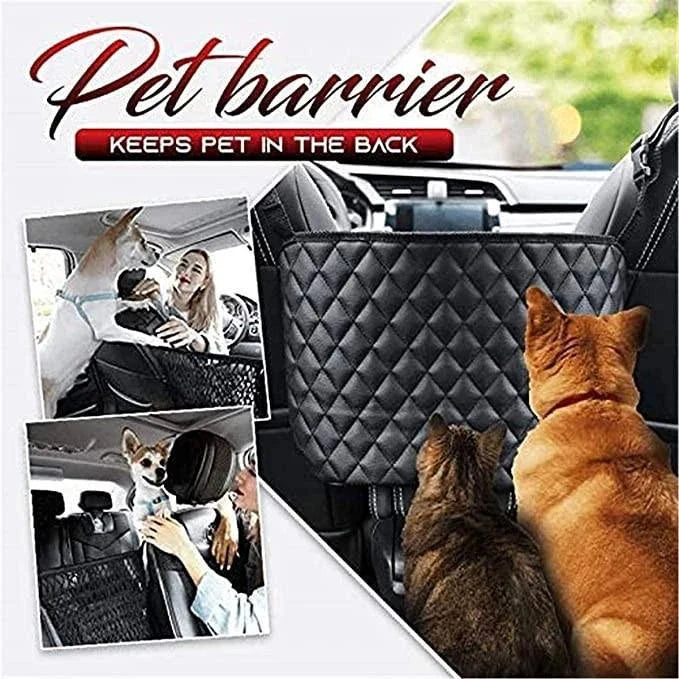 Premium PU leather car storage organiser with multiple compartments and built-in handbag holder for a tidy and organised driving experience.