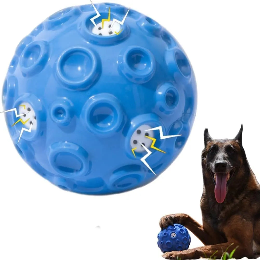 Coloured rubber dog toy ball with a bumpy surface for aggressive chewers and teeth cleaning.