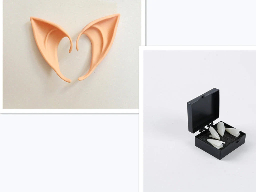 Adjustable latex elf goblin ears for Halloween costumes, safe and non-toxic