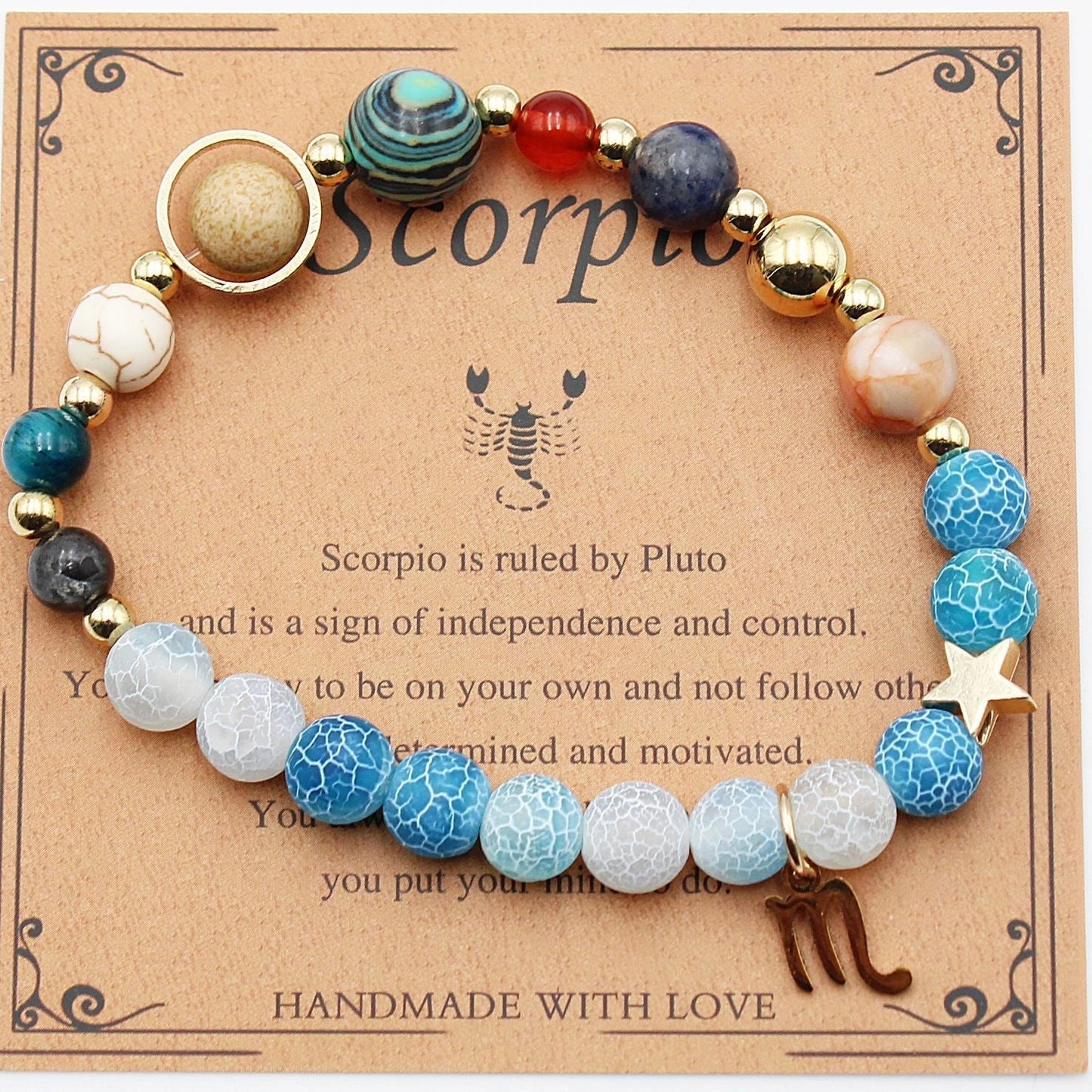Twelve Constellations Natural Stone Beaded Bracelets - Unisex Astrological Jewellery