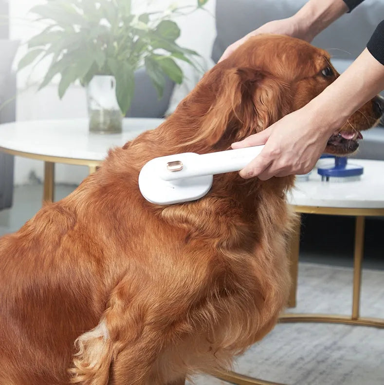 Pet comb for cat dog hair removal self cleaning brush arc high-density needles ABS material 21.6x7.2x8.5cm