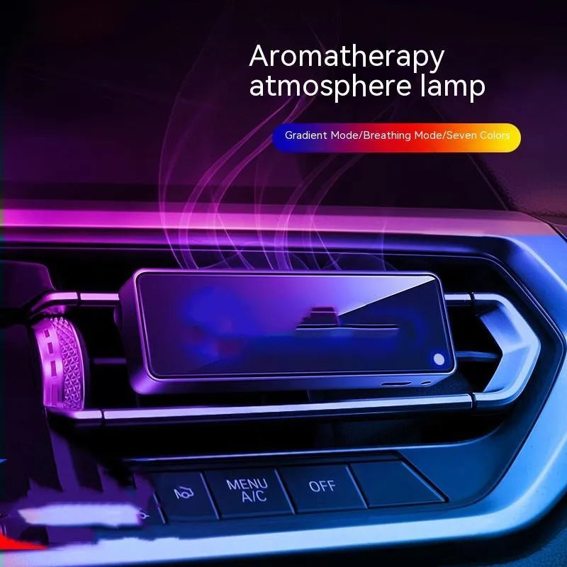 Black car air vent aromatherapy ambient light LED diffuser with fragrance sticks