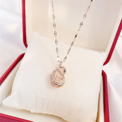 Valentine's Day perfume bottle pendant necklace in titanium steel with zircon detail