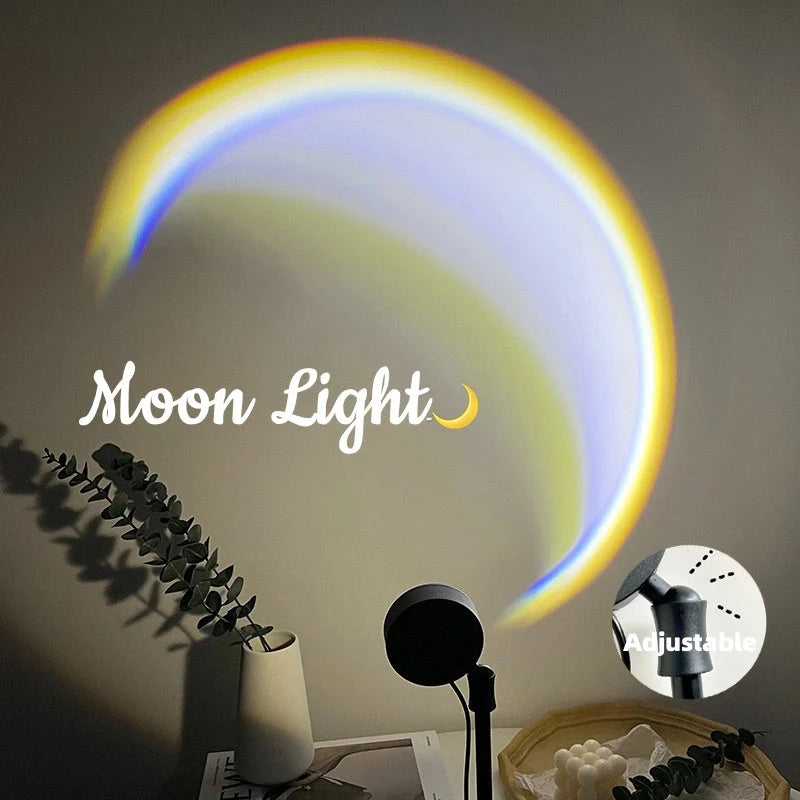 INS USB Moon Lamp LED Rainbow Neon Night Light Projector for home decor
