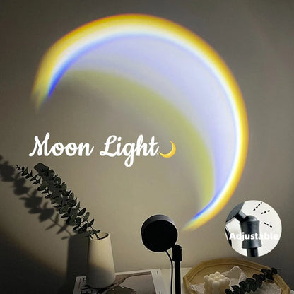 INS USB Moon Lamp LED Rainbow Neon Night Light Projector for home decor