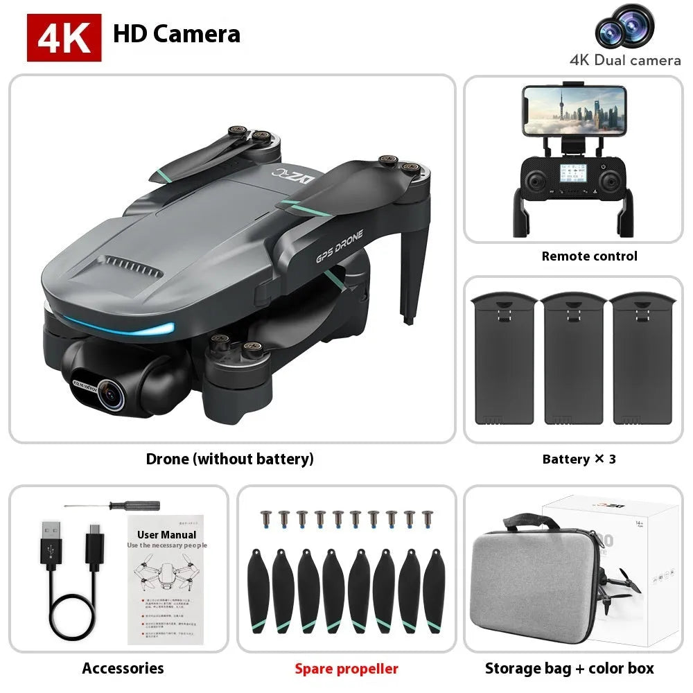 L200 PRO MAX brushless folding HD aerial photography drone with two-axis stabilisation head in flight