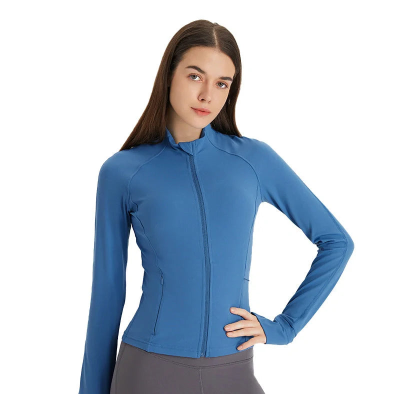 Slim-fit long sleeve yoga cardigan with spandex lining in five colours
