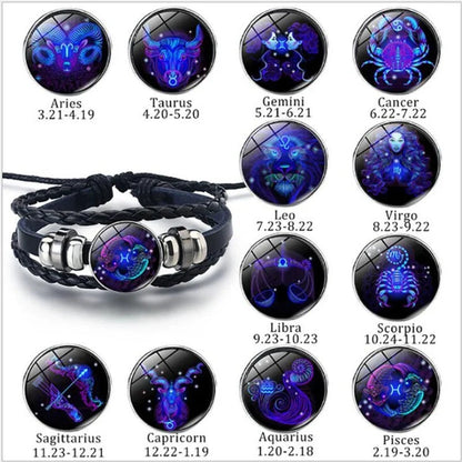 12 Constellations Luminous Bracelet glowing in the dark with punk style design
