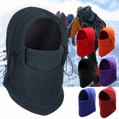 Versatile fleece-lined windproof ski mask hat with integrated face mask and neck guard for outdoor winter activities