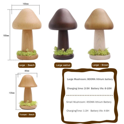 Twisted Mushroom Night Light in Beech Wood with USB Charging