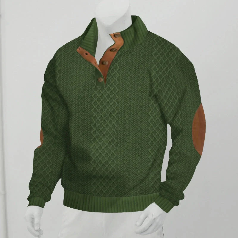 Stand collar long sleeve jacquard knitted pullover sweater in various colours