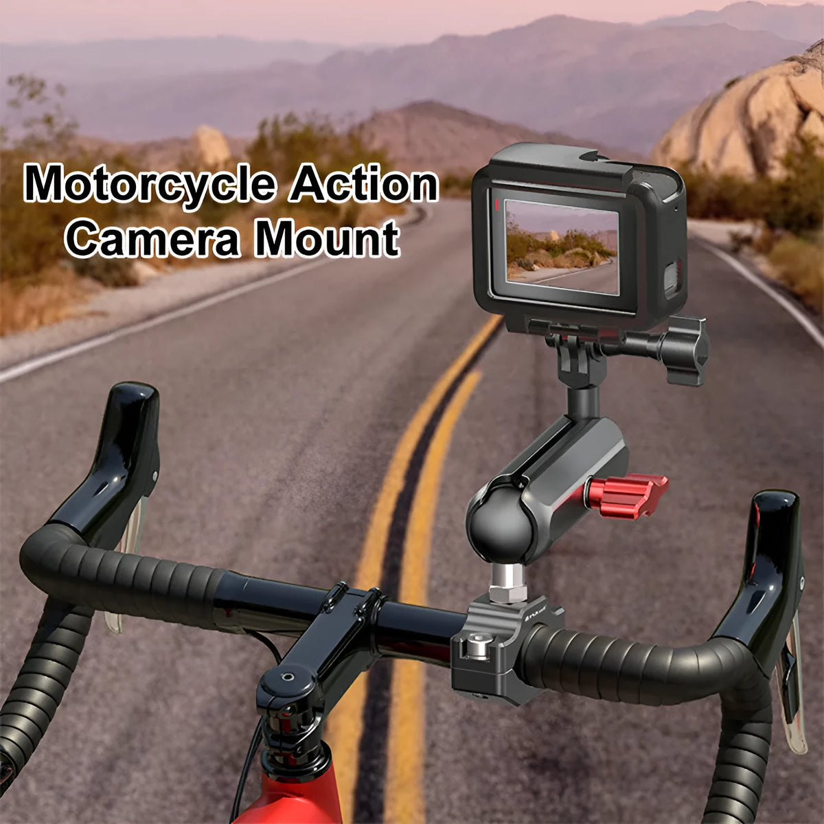Aluminium alloy motorcycle CNC bracket for sports camera with pipe clamp mount in bare metal finish