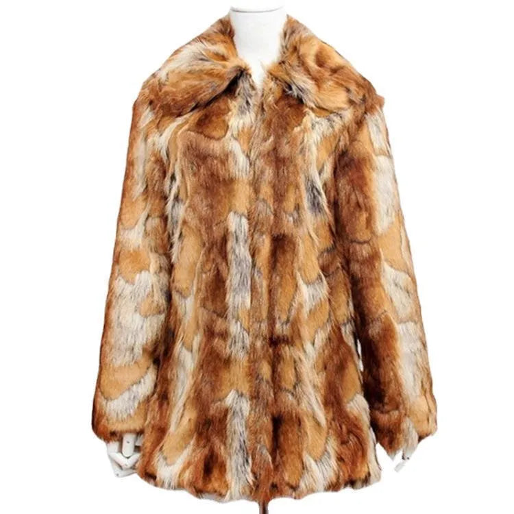Women's slim fit black jacket with a white tiger pattern faux fur design.