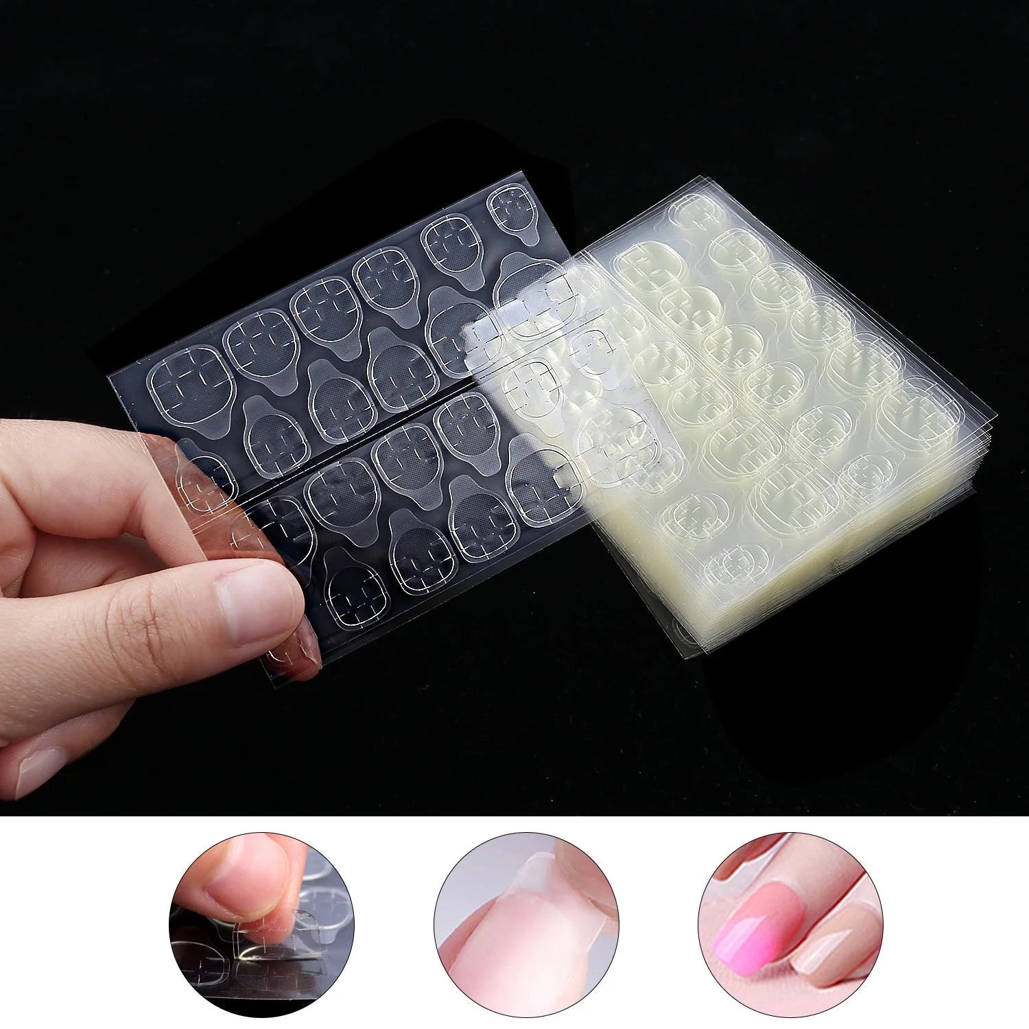 Transparent nail stickers with jelly glue for seamless nail art application