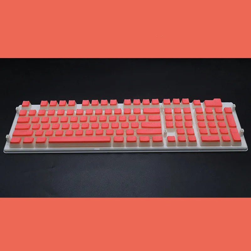 Set of 108 PBT keycaps with double-skin pudding cream design in various colours for mechanical keyboards.