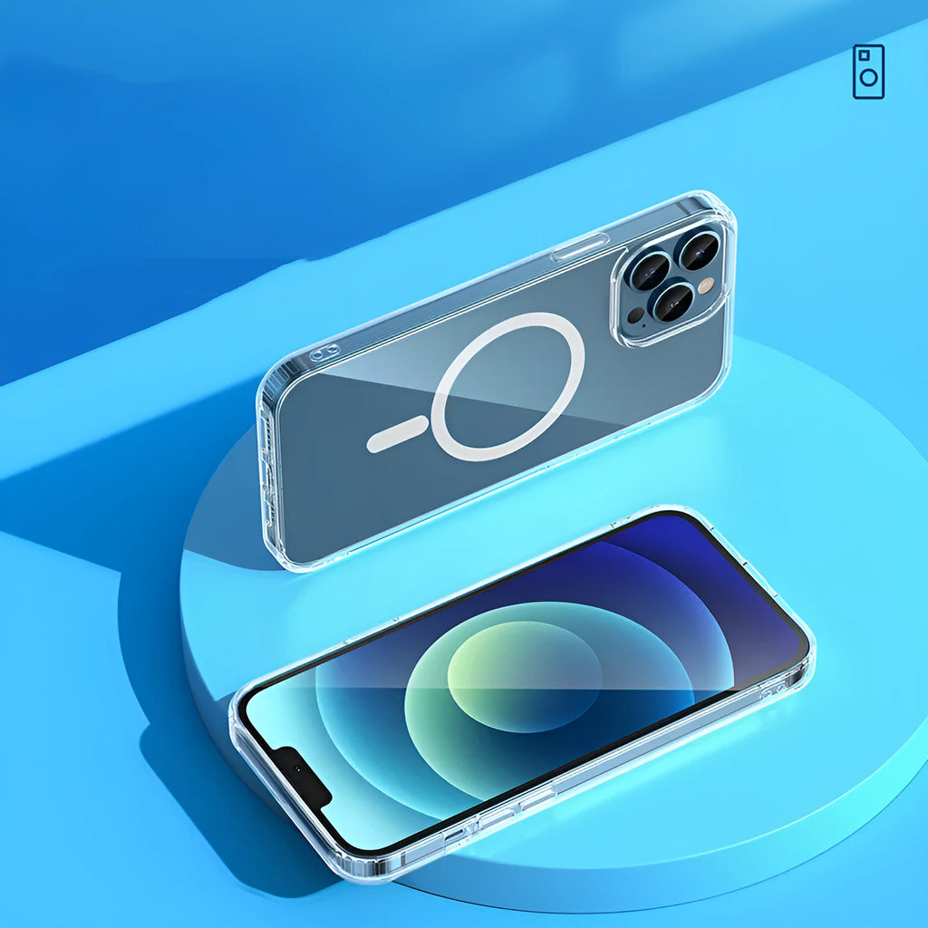 Transparent iPhone 13 case with MagSafe magnets and airbag anti-fall protection system