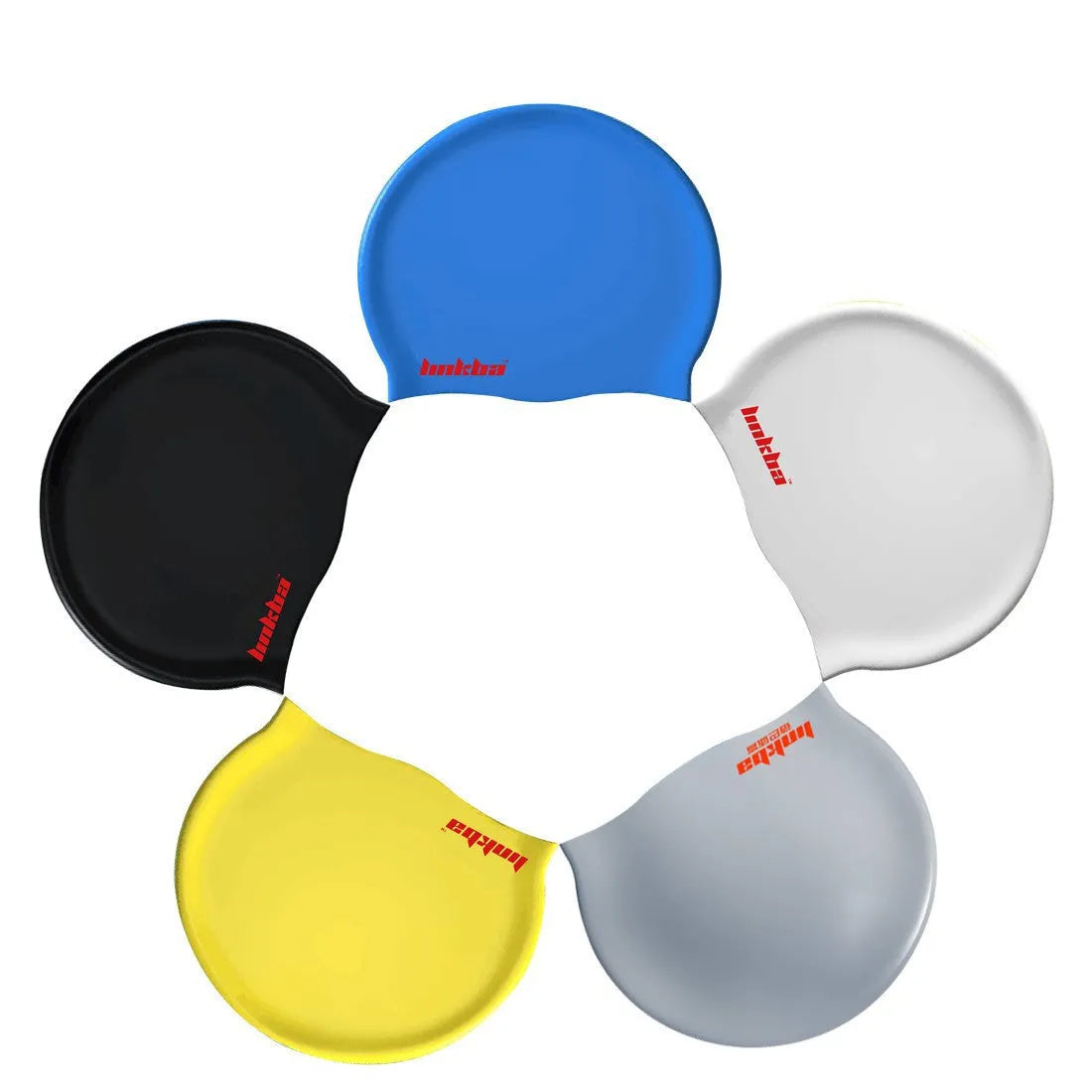 Silicone swimming cap with waterproof earmuffs in multiple colour options