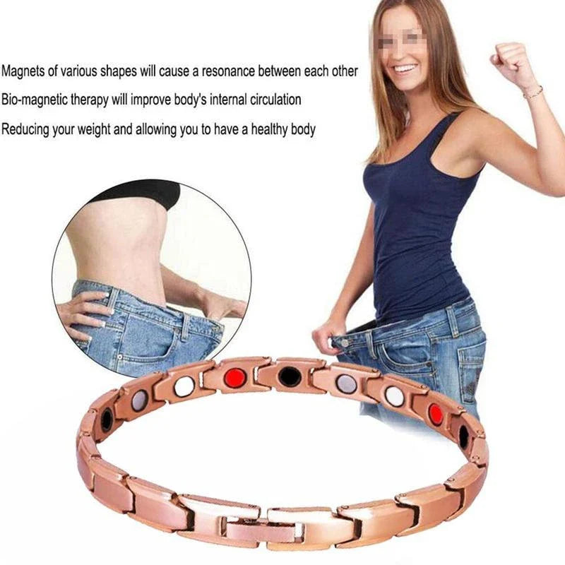 Stylish therapy bracelet with metal design for arthritis pain relief, weight loss, and energy boost