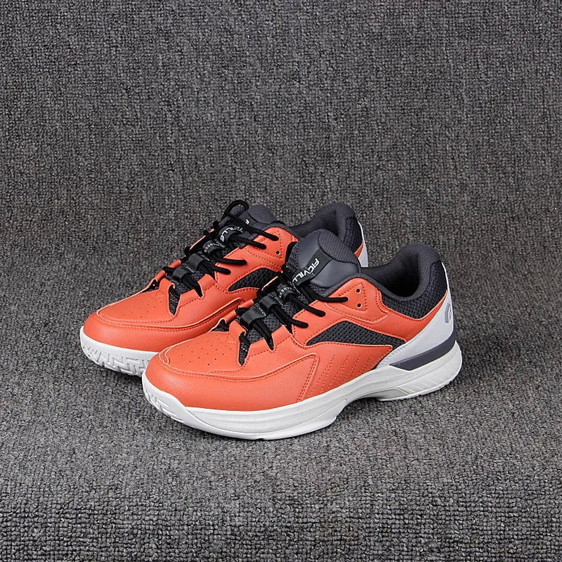 FitVille orange wide last training shoe for men with suede and fabric upper, side view