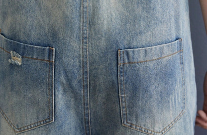 Women's denim suspenders in blue, Korean style design with adjustable straps