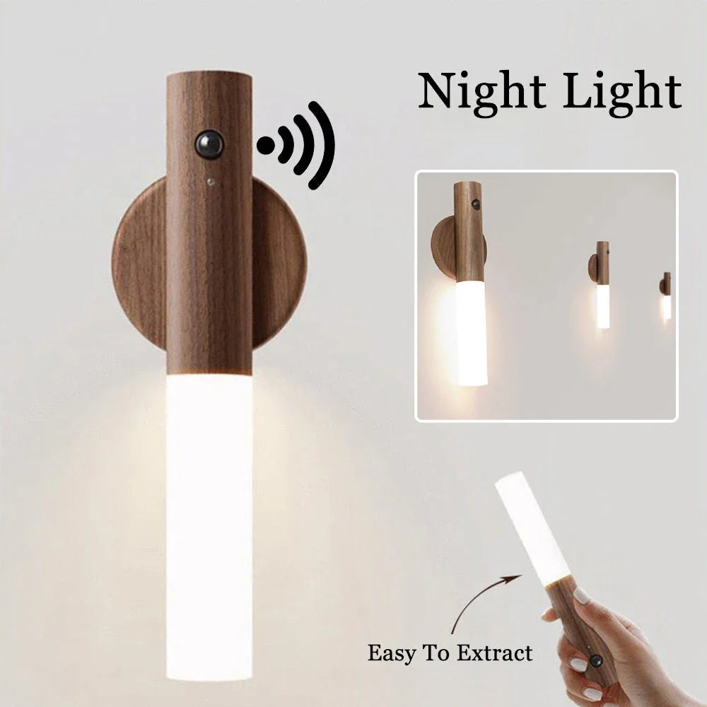 Magnetic Wireless LED Night Light with Motion Sensor and USB Charging - Warm Lighting for Corridors, Porches, and Cabinets