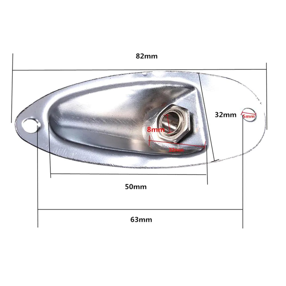 Black and silver alloy ST boat socket for electric guitar and bass input jack.