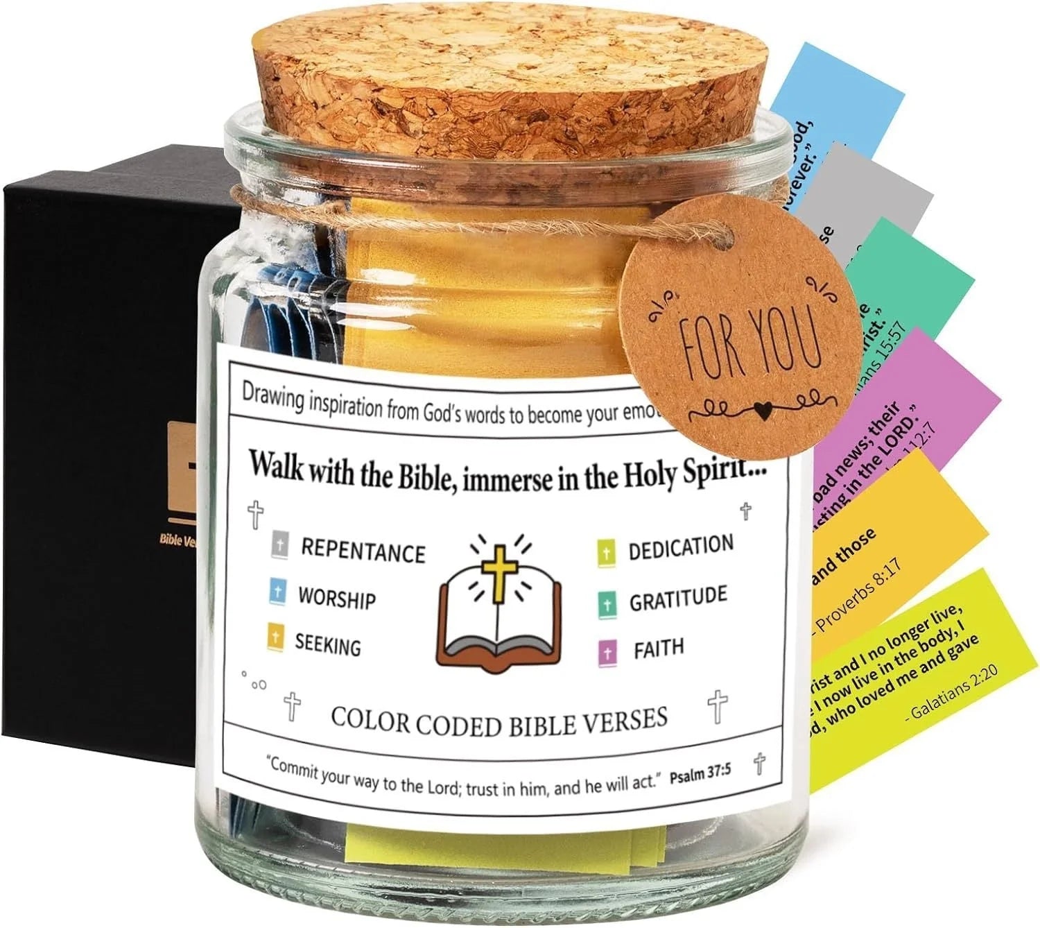 Bible Verses In A Jar 90 Verses Glass Jar with cartoon design for daily inspiration