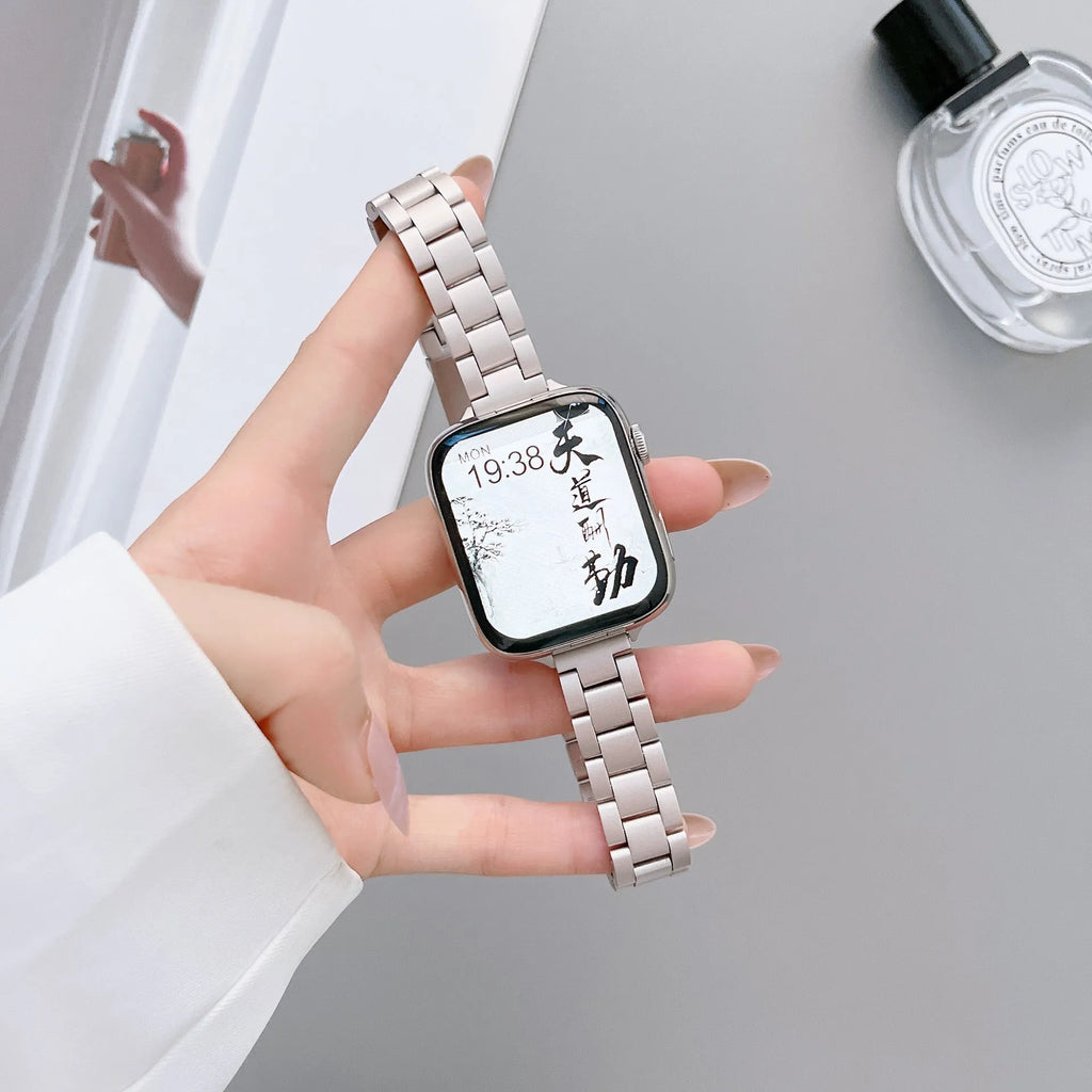 Starlight metal stainless steel watch strap for Apple Watch with bead chain links, compatible with 38/40/41mm and 42/44/45mm