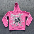 Personalised loose pullover with front letter printing and a kangaroo pocket in a street hipster style.