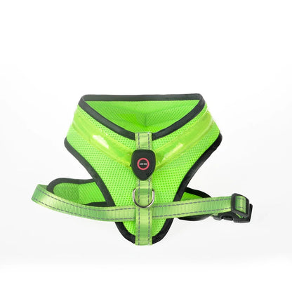 LED Luminous Dog Harness with USB charging and reflective design for pet safety