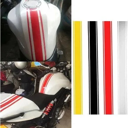 Motorcycle reflective pinstripe stickers in black, red, silver, yellow for DIY tank lid graphics.
