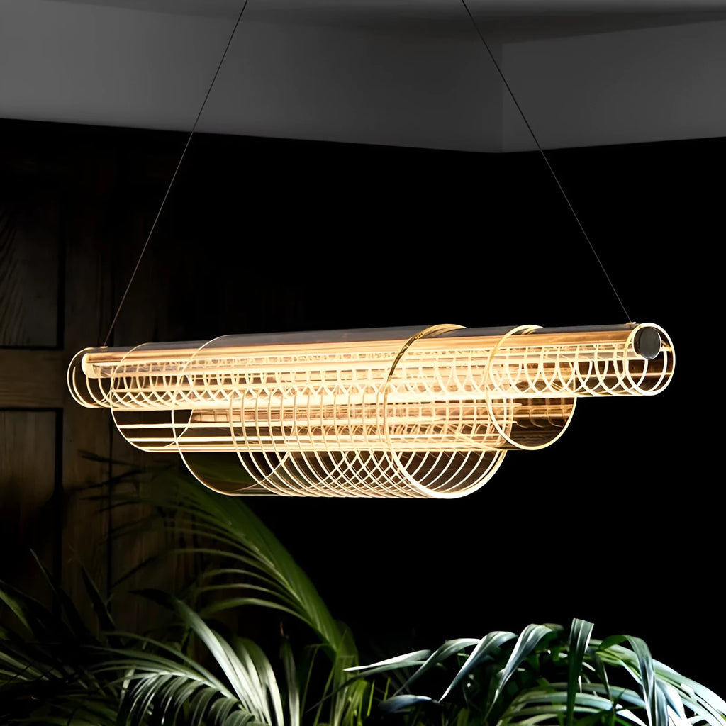 Modern minimalist pendant lamp with iron and glass construction in three size options