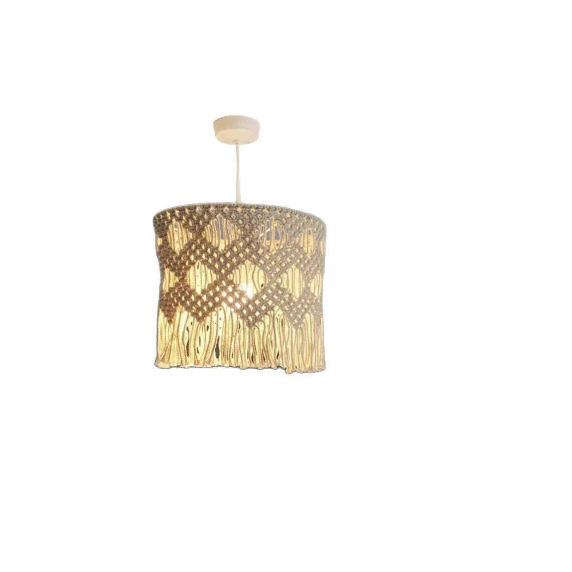 Handmade beige cotton string woven lampshade for ceiling light, 30x50cm