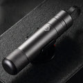 Gun grey aluminium alloy automobile safety hammer with steel impact head, shown with test glass and rubber mount.