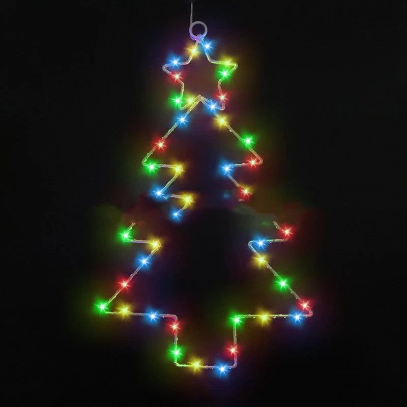 Wrought iron Christmas tree-shaped LED garland lights with white birch colour