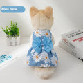 Ultra-thin floral butterfly knot princess dress for pets in summer, shown with colour bow options.