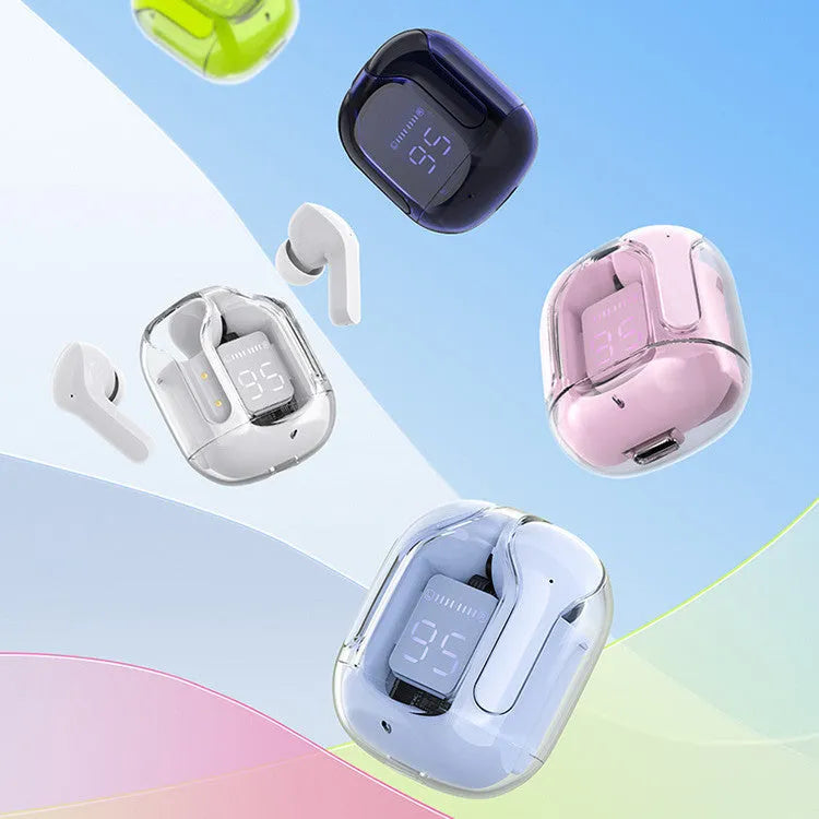 Wireless Bluetooth headset with LED digital battery display in multiple colour options
